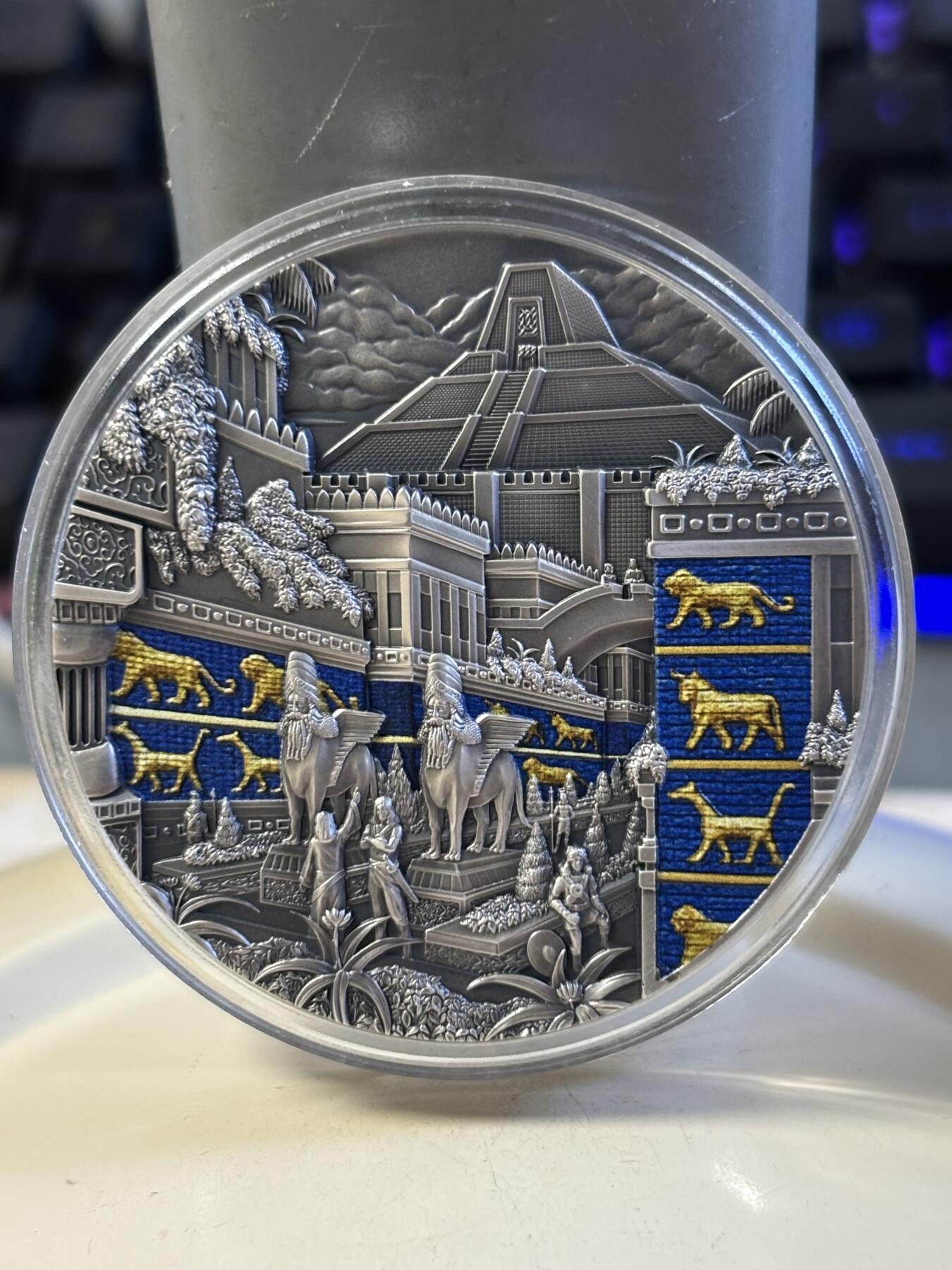 第183期拍卖 获奖帕劳2021失落的文明系列1古巴比伦仿古纪念银币，999银，2盎司， 获得钱币之星年度银币大奖第二名