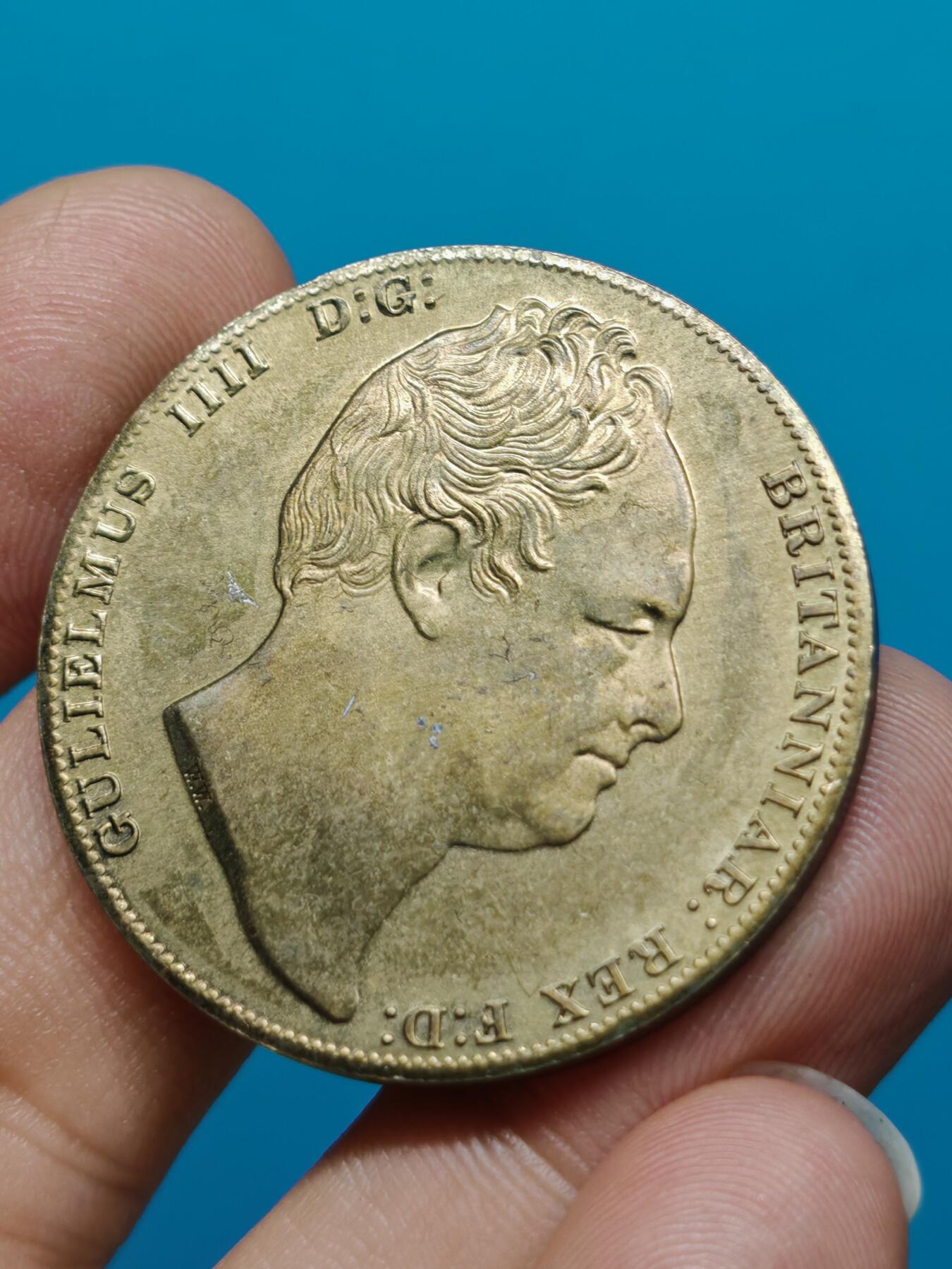 英国“1836年”威廉四世国王头像盾徽图案1克朗后铸精制铜币一枚