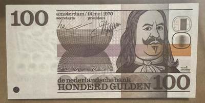 【礼羽收藏】🌏世界钱币拍卖第113期 - 荷兰 1970年100盾 海军上将米歇尔 AU+