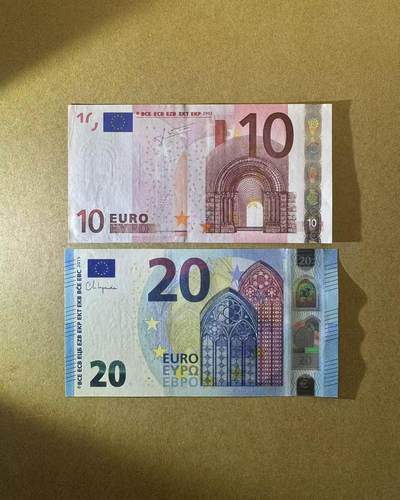 【Blue Auction】世界纸币精拍第756期——18级TOP拍卖/信誉/品质/专业/高效💫 - 【一组2张 777&888豹子号】欧盟10-20欧元 UNC-/UNC