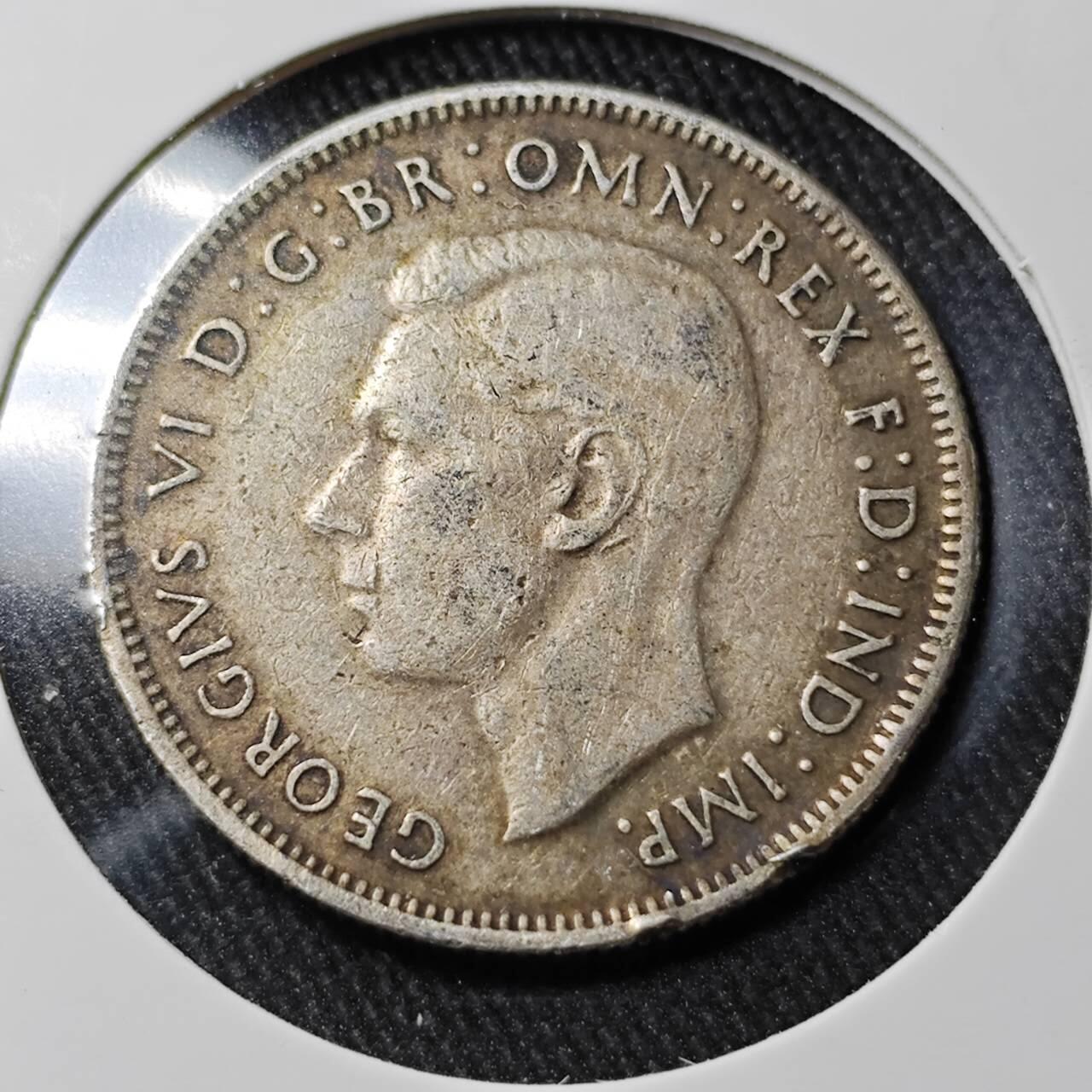 KK钱币收藏小铺 （套币 好品/批量散币 银币）专场  2月预留时间 周末发货  1943澳大利亚乔六1弗洛林银币 925高银