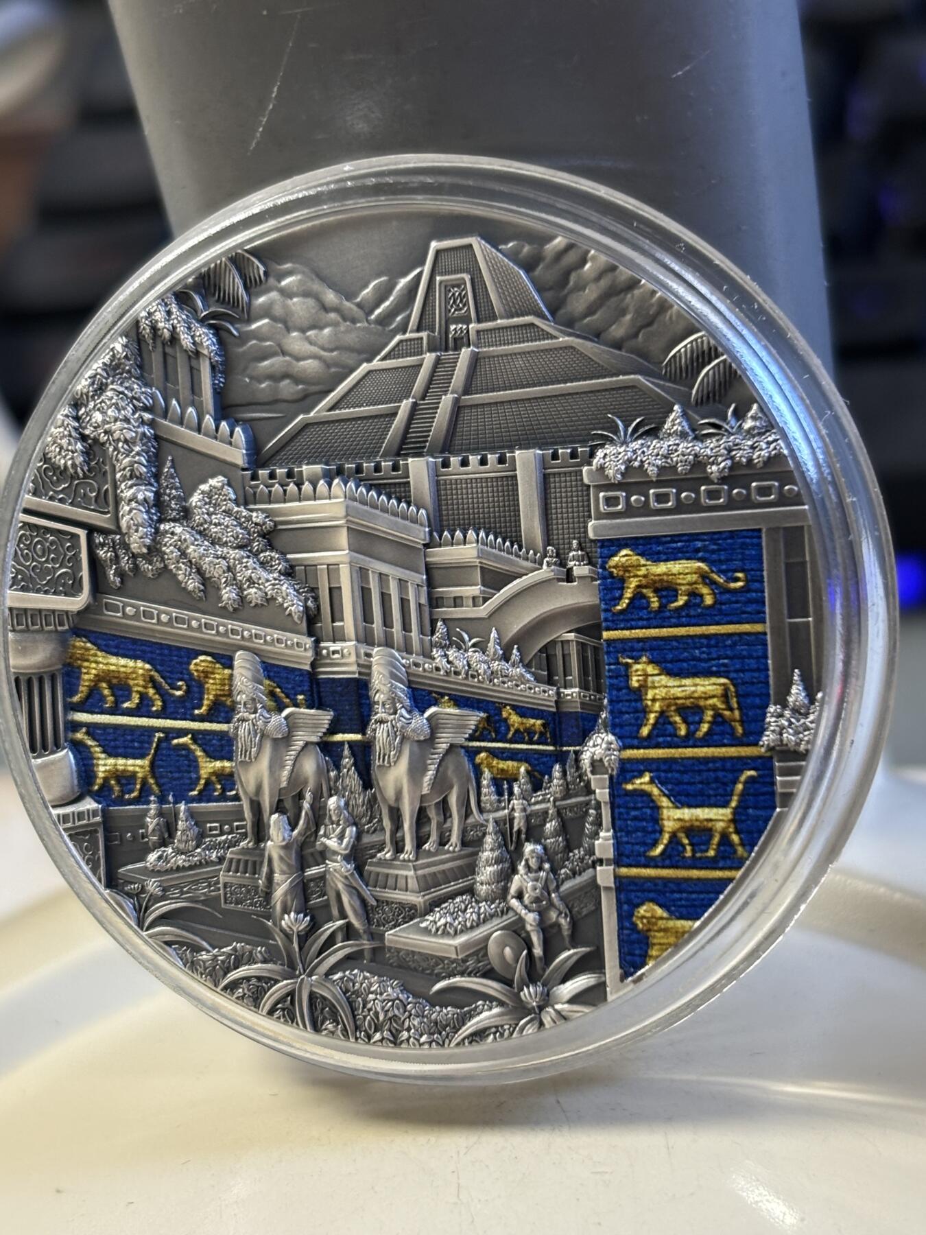 第183期拍卖 获奖帕劳2021失落的文明系列1古巴比伦仿古纪念银币，999银，2盎司， 获得钱币之星年度银币大奖第二名