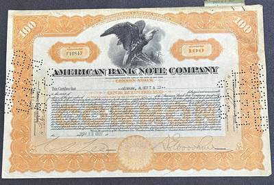 西秦中古拍卖第六十七期 - 1920年代 美国钞票公司股票