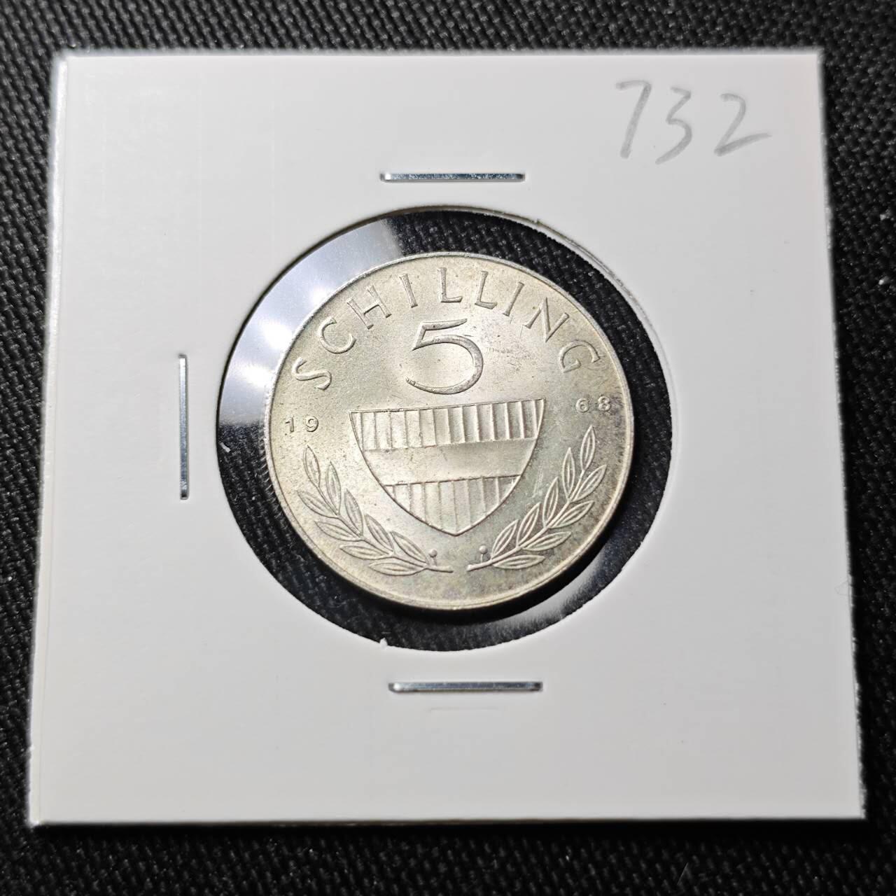 KK钱币收藏小铺 （套币 好品/批量散币 银币）专场  2月预留时间 周末发货  1968奥地利5先令银币 好品