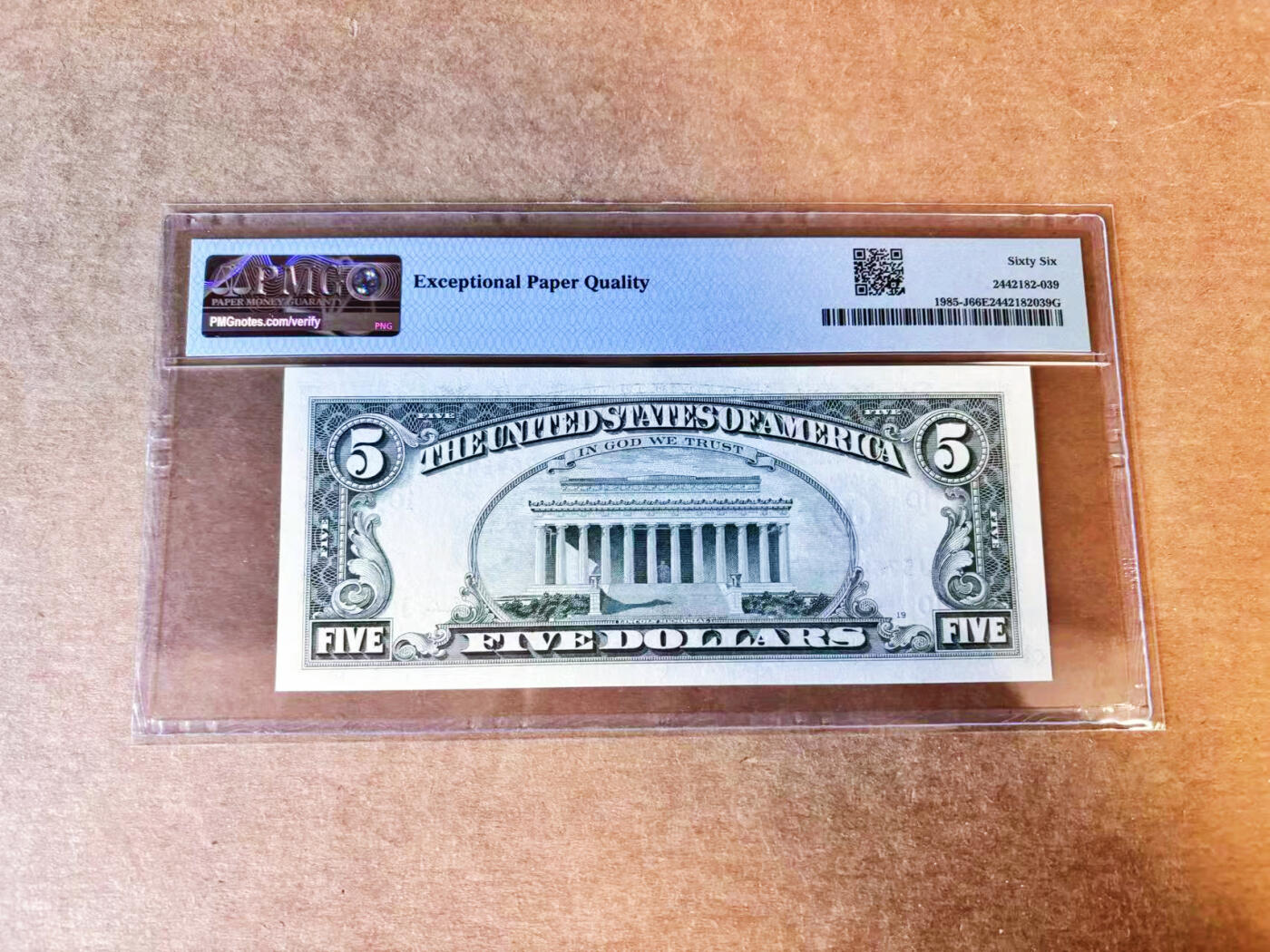 【Blue Auction】世界纸币精拍第756期——18级TOP拍卖/信誉/品质/专业/高效💫 美国 1995年5美金PMG66EPQ  
