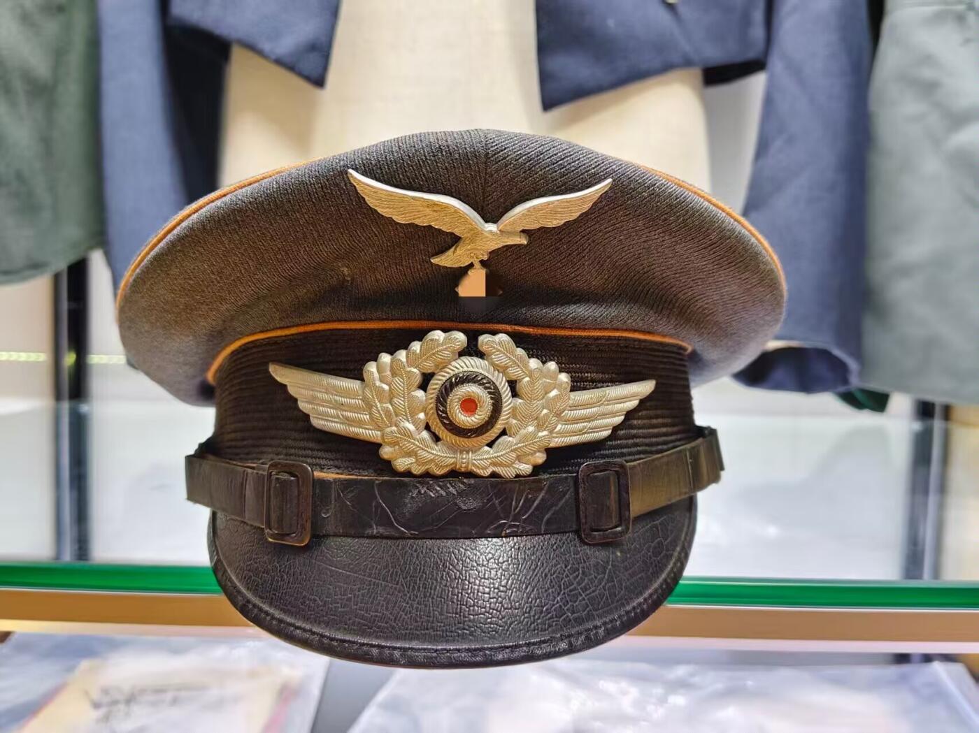 ww2，德三空军信息情报士官大檐帽，偏向早期，制作风格扁扁的别有风味59大头围