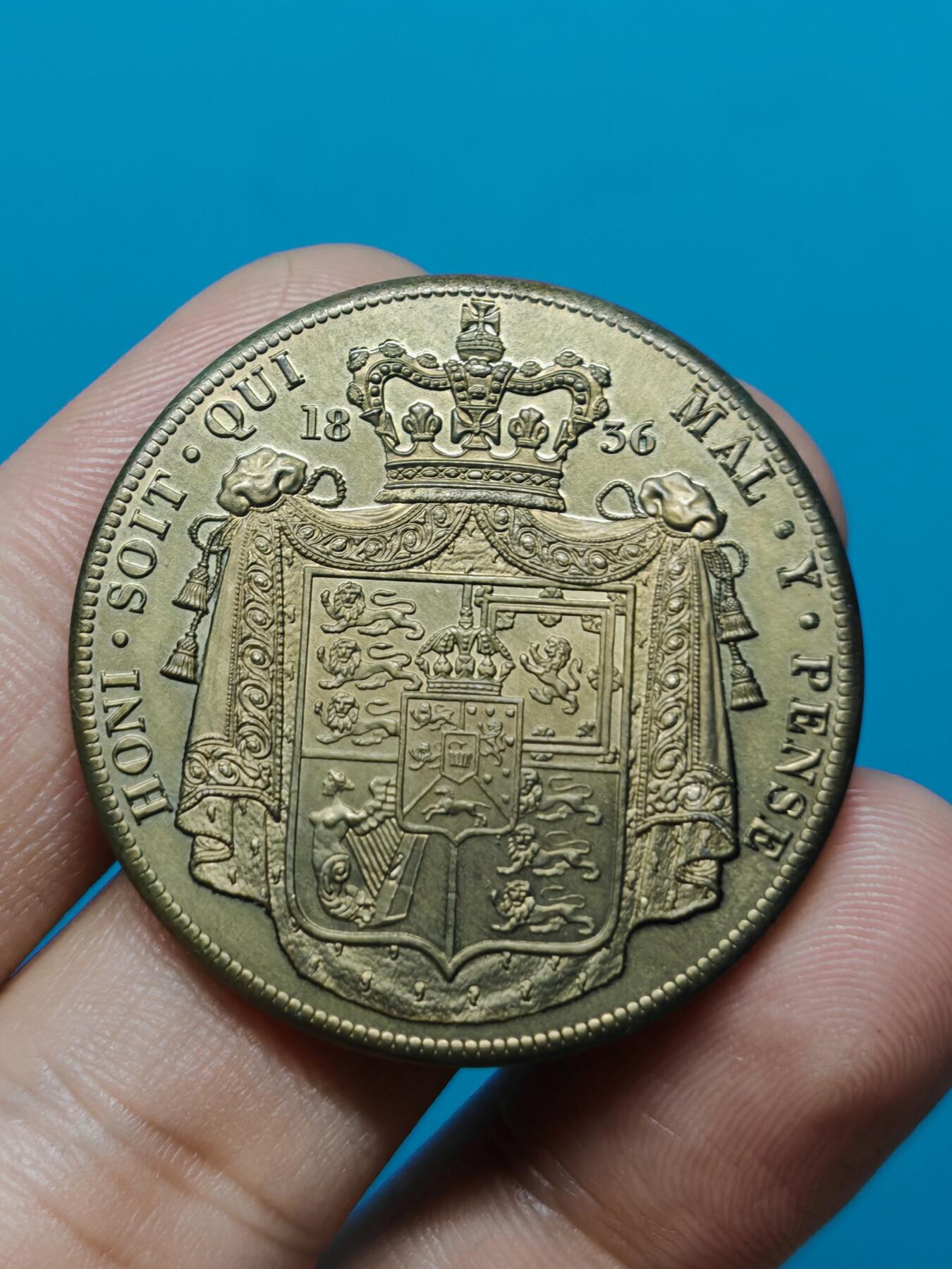 英国“1836年”威廉四世国王头像盾徽图案1克朗后铸精制铜币一枚