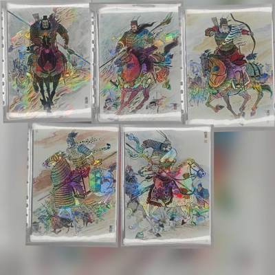 龙虎卡牌六五场 （无佣金，周六结拍，欢迎送拍） - A4彩闪大卡5张 齐卡文化  王涌喆 -五虎上将一套