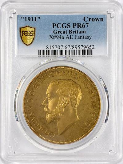 【雨安】【直播拍卖】【世界币章117期-评级币】2025-11-29 周六 19:30 保真 - [评级欧洲] Great Britain 英国 1克朗 1911年 乔治五世 X#94a 精制 PCGS-PR67