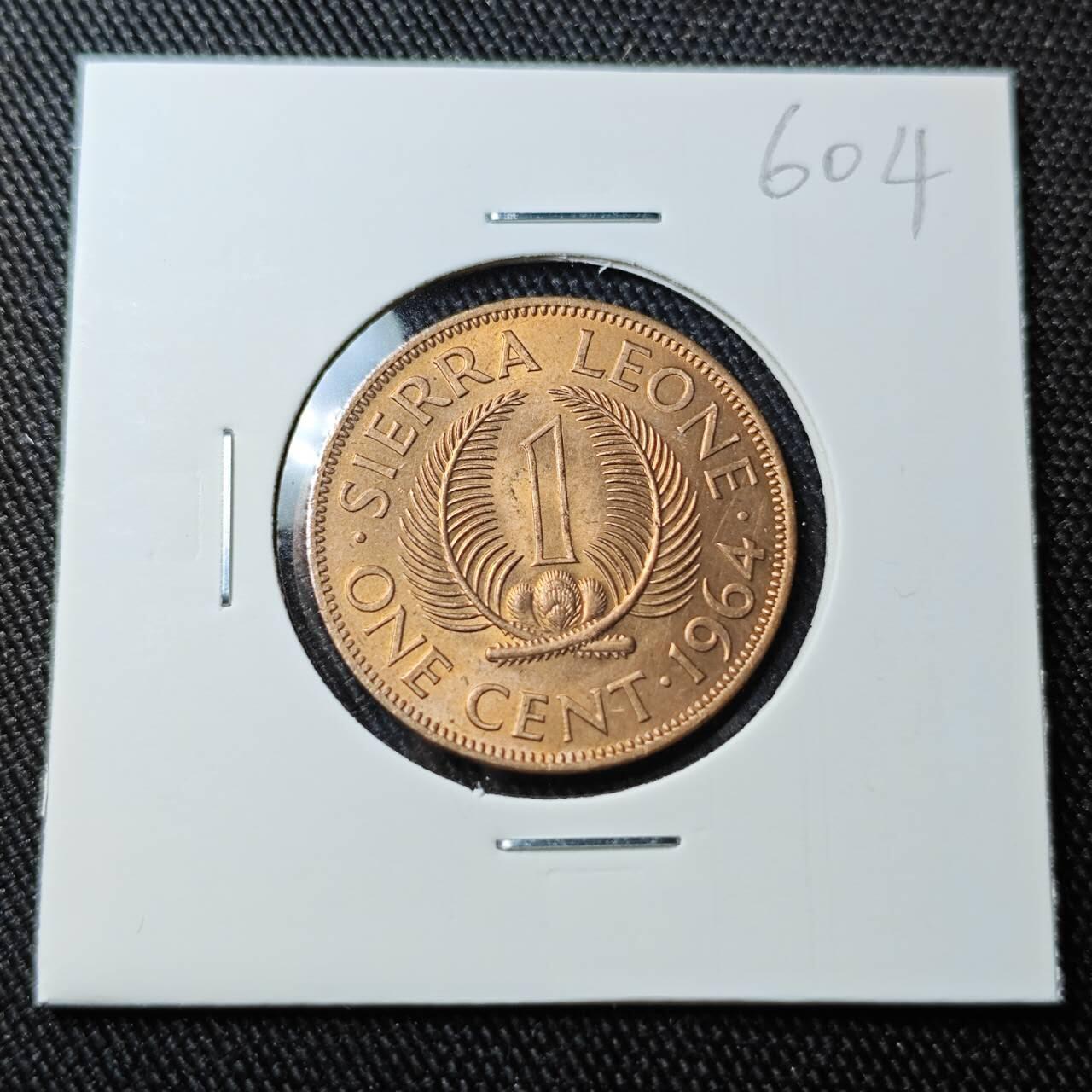 KK钱币收藏小铺 （套币 好品/批量散币 银币）专场  2月预留时间 周末发货  1964塞拉利昂1分铜币 好品