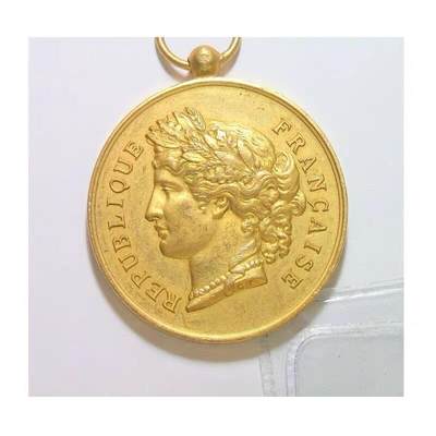 法国1900年前后 谷物女神头像高浮雕精制大镀金章 光边 40MM - 法国1900年前后 谷物女神头像高浮雕精制大镀金章 光边 40MM