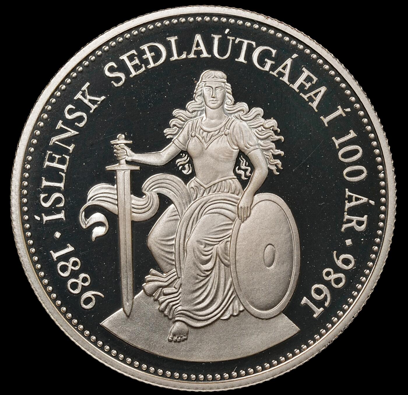 修遠堂世界钱币第九十五期 1986年冰岛纸币发行100周年纪念500克朗精制银币 20g，925银