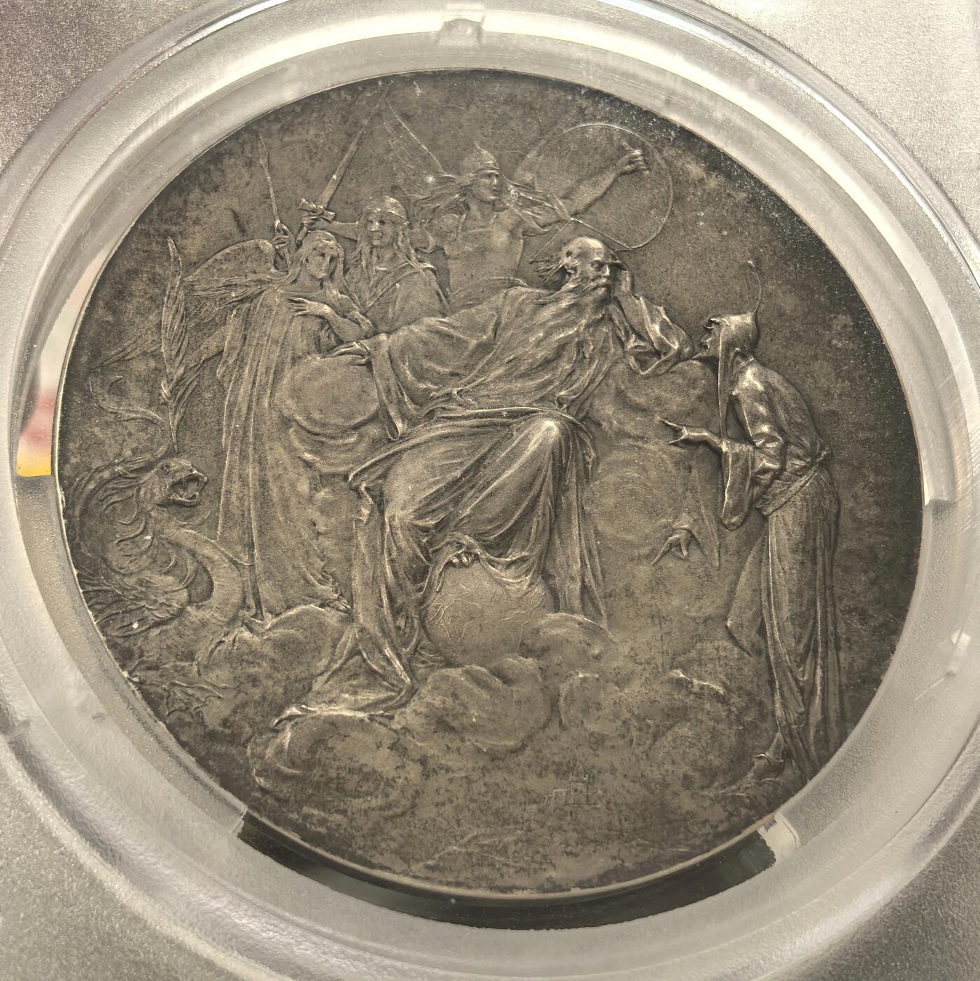 博洋堂世界钱币拍卖第149期（全场包邮） PCGS SP62 奥地利1899年歌德诞辰150周年纪念银章，奥地利章牌艺术家安东·沙夫（Anton Scharff，1845-1903）1899年为纪念德国文学巨匠歌德（Goethe，1749-1832）诞辰150周年而创作。直径：69mm，品相上佳