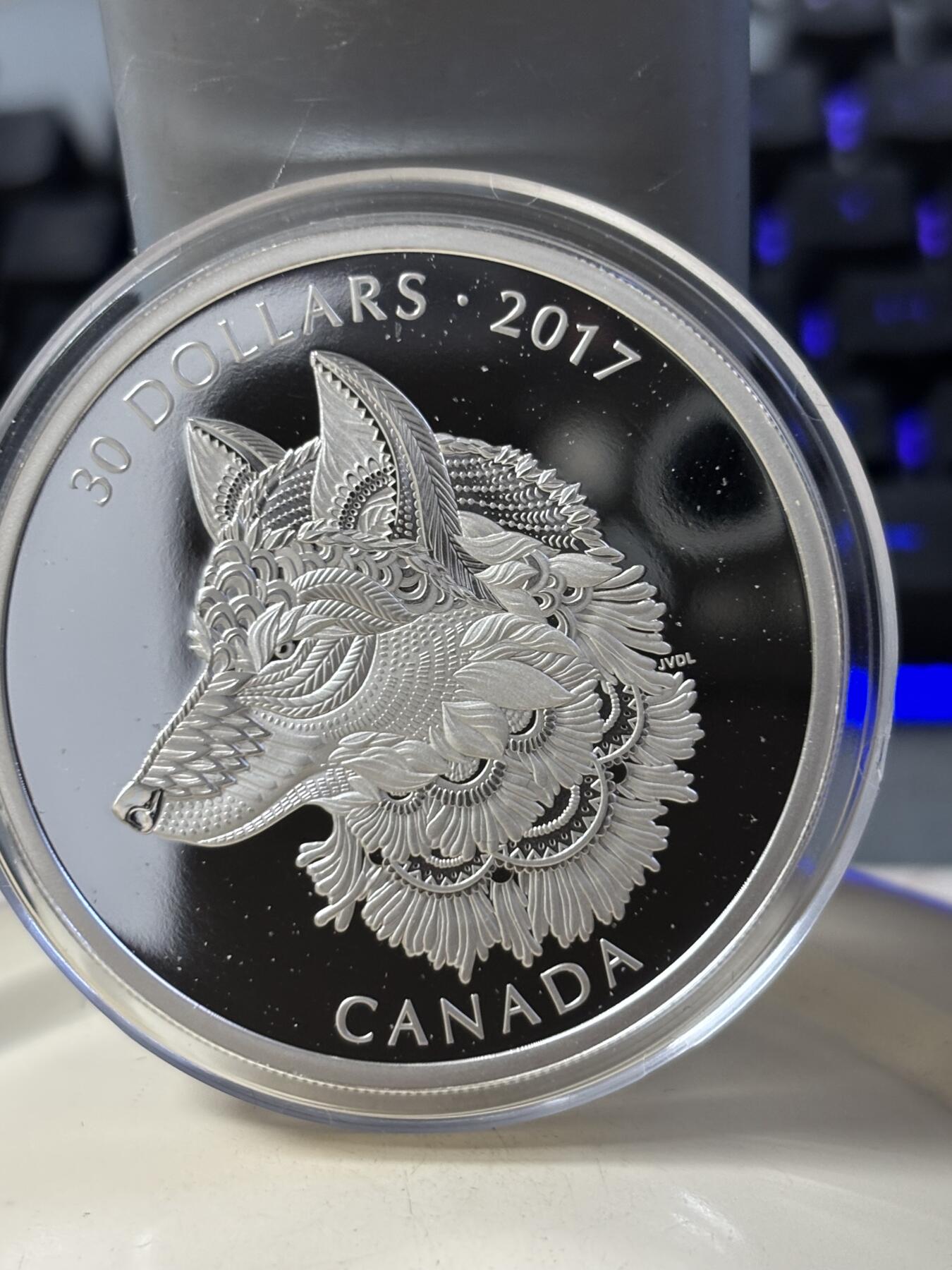 第183期拍卖 加拿大2017年禅绕艺术系列1大灰狼2盎司纪念银币，9999银，发行4000枚