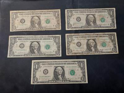 博彦收藏   12月3日 8点 钱币专场 - 美国1元5张 流通品