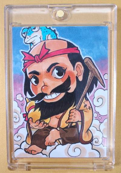 趣卡卡拍No.19期（无佣金免手续费，分享成交有奖） - 【手绘卡母卡，63*88mm】超吉梦-叶家宝 八仙系列之 铁拐李 签绘卡 卡背签名