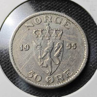 KK钱币收藏小铺  第368场  2月预留时间 周末发货 -  1955挪威50欧尔