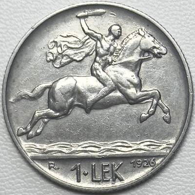 ＜小葵钱铺＞第66期·散币·银币场·满200包邮，不寄存·12月1号发货 - 阿尔巴尼亚1926年首年亚历山大大帝1列克镍币