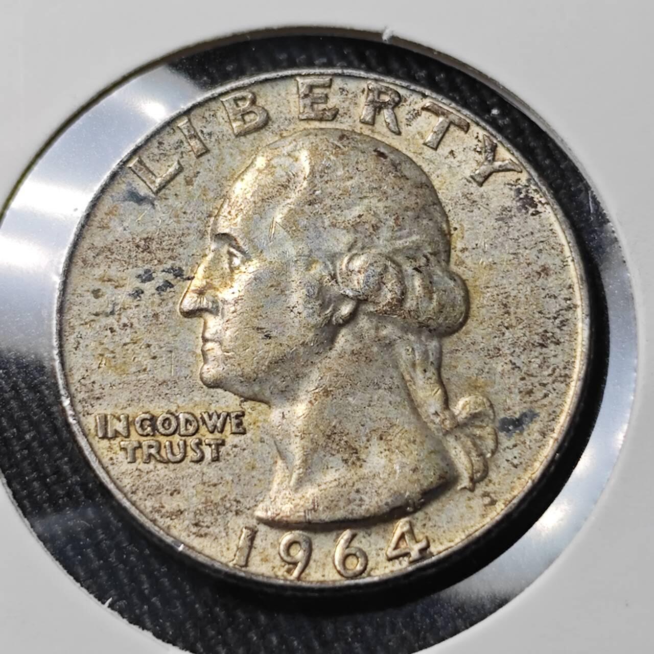 KK钱币收藏小铺 （套币 好品/批量散币 银币）专场  2月预留时间 周末发货  1964美国25分银币