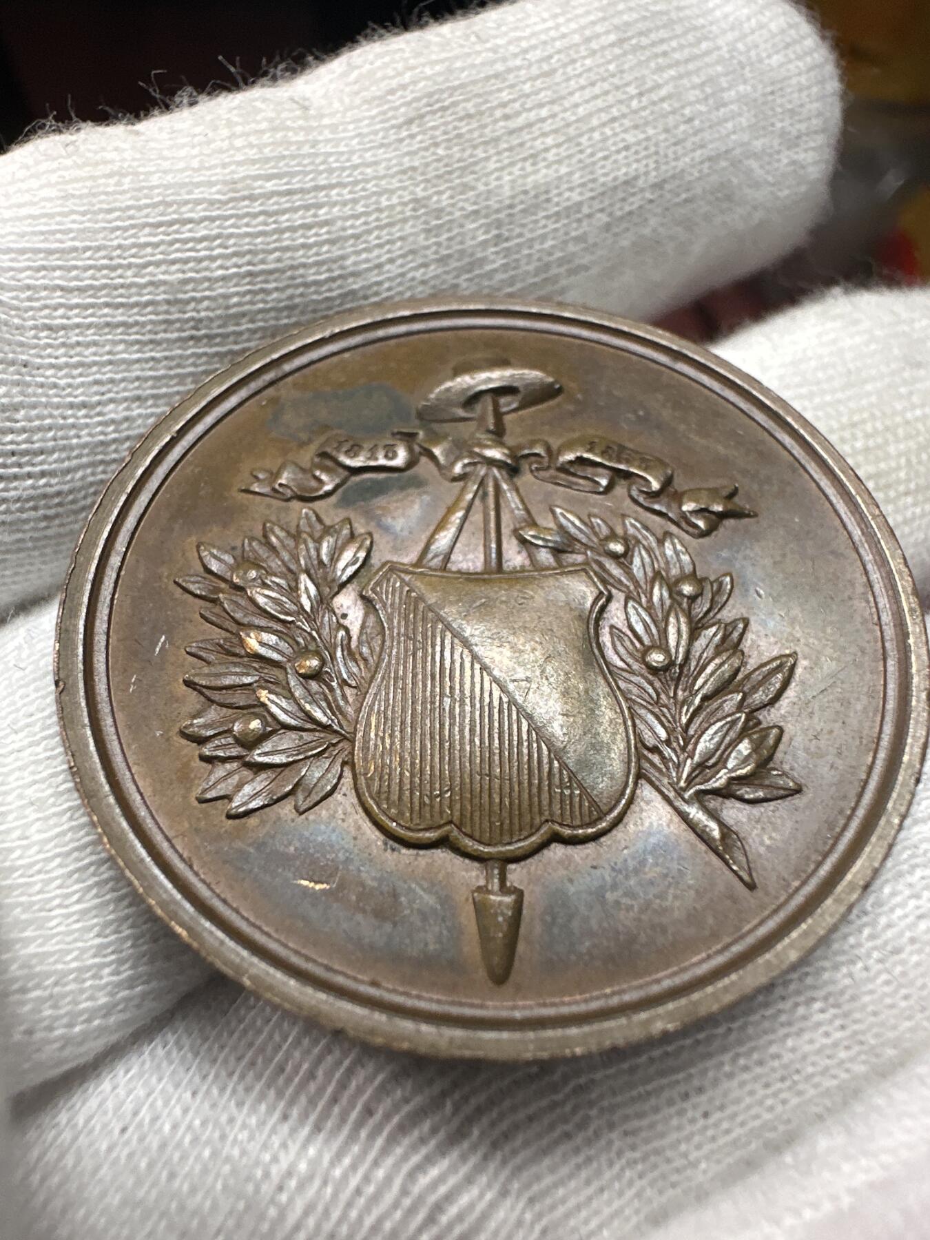 12.4铜章专场 1863年荷兰解放50周年金禧纪念铜章 于 1863年11月28日荷兰国家造币厂铸造