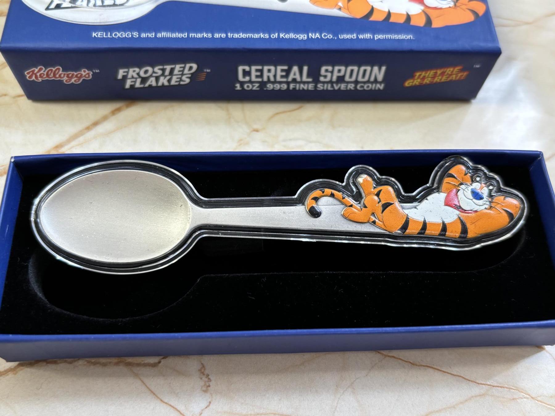 第183期拍卖 乍得2024年Kellogg吉祥物老虎托尼勺子形纪念银币，999银，1盎司，有掉色