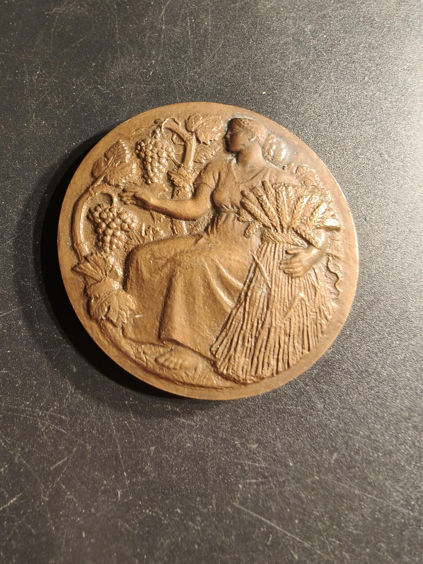 老王徽章第166期 法国农业部农业竞赛大铜章    直径50mm.    重量69g