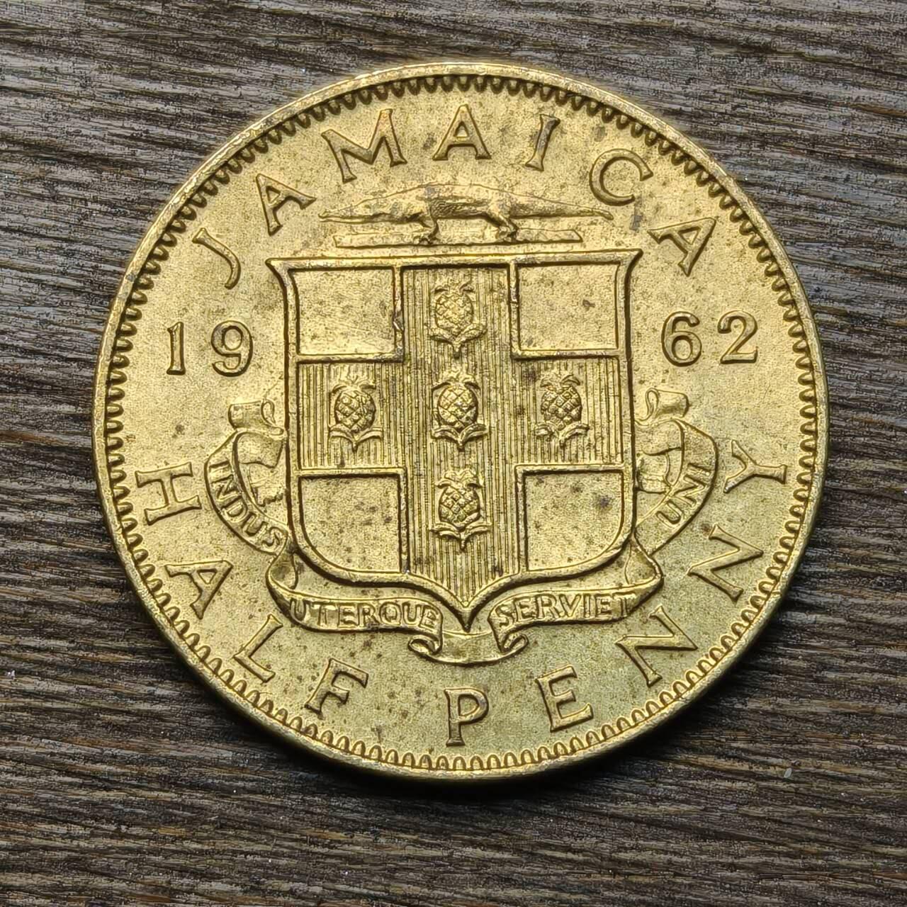 【铜匠收藏】★第133场★散币场，无佣金，30包邮。不满30元，支付5元运费。《接受代拍 代送NGC评级》 英属牙买加 1962年 半便士 铜币 伊丽莎白二世