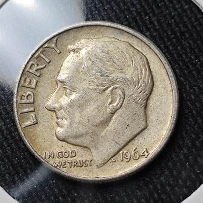 KK钱币收藏小铺 （套币 好品/批量散币 银币）专场  2月预留时间 周末发货 -   1964美国10分银币