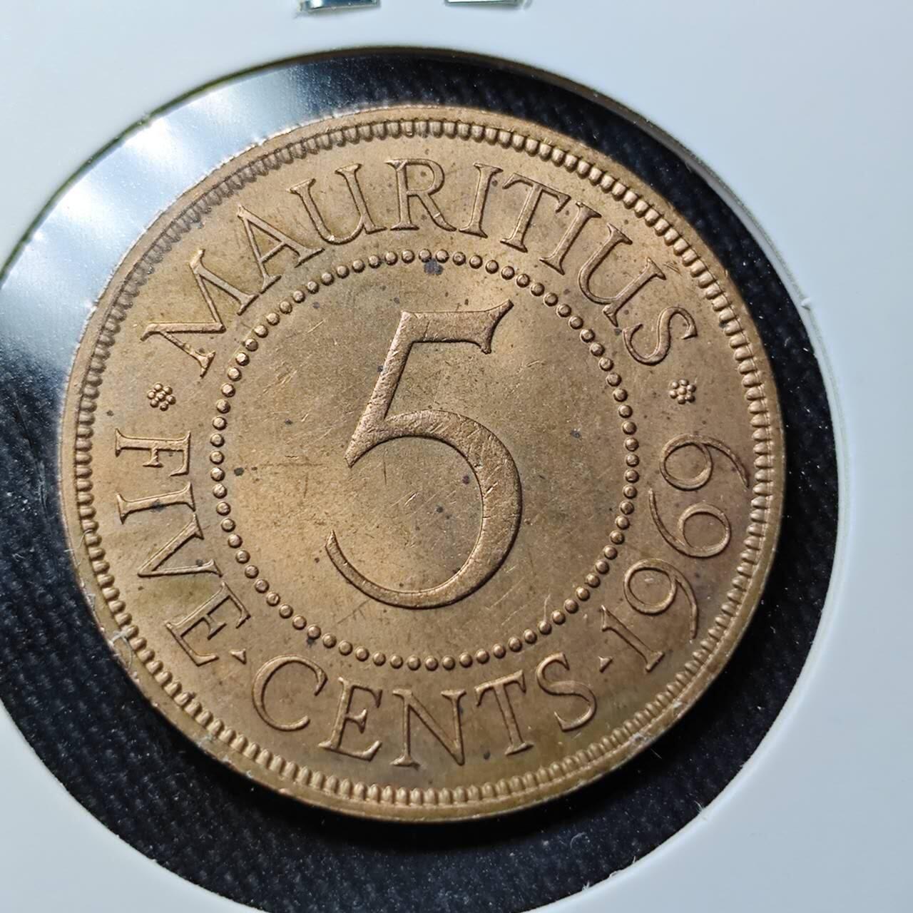 KK钱币收藏小铺 （套币 好品/批量散币 银币）专场  2月预留时间 周末发货  1969英属毛里求斯5分铜币 好品