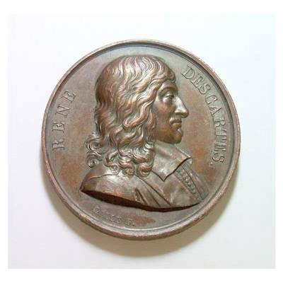法国1819年 大数学家笛卡尔高浮雕精制大铜章 光边 40MM - 法国1819年 大数学家笛卡尔高浮雕精制大铜章 光边 40MM