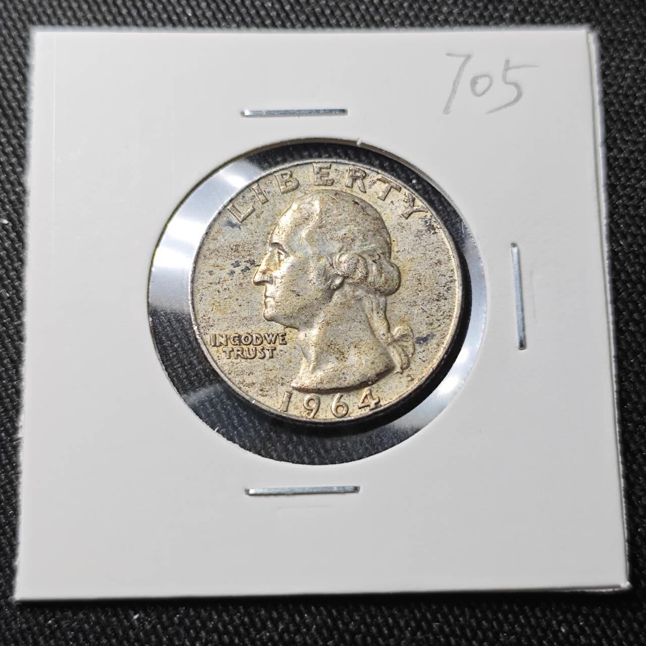 KK钱币收藏小铺 （套币 好品/批量散币 银币）专场  2月预留时间 周末发货  1964美国25分银币