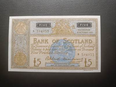 2025十一月第七期，总205期 - 苏格兰银行1963年5镑AUNC，后期小票幅版本