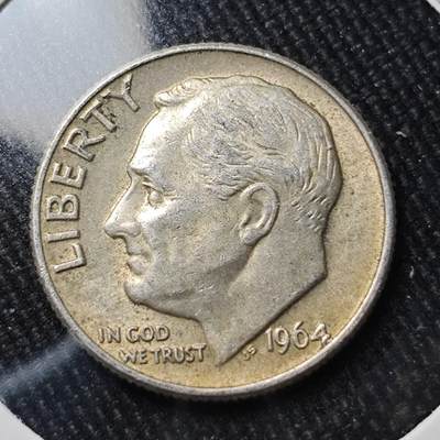 KK钱币收藏小铺 （套币 好品/批量散币 银币）专场  2月预留时间 周末发货 -   1964美国10分银币