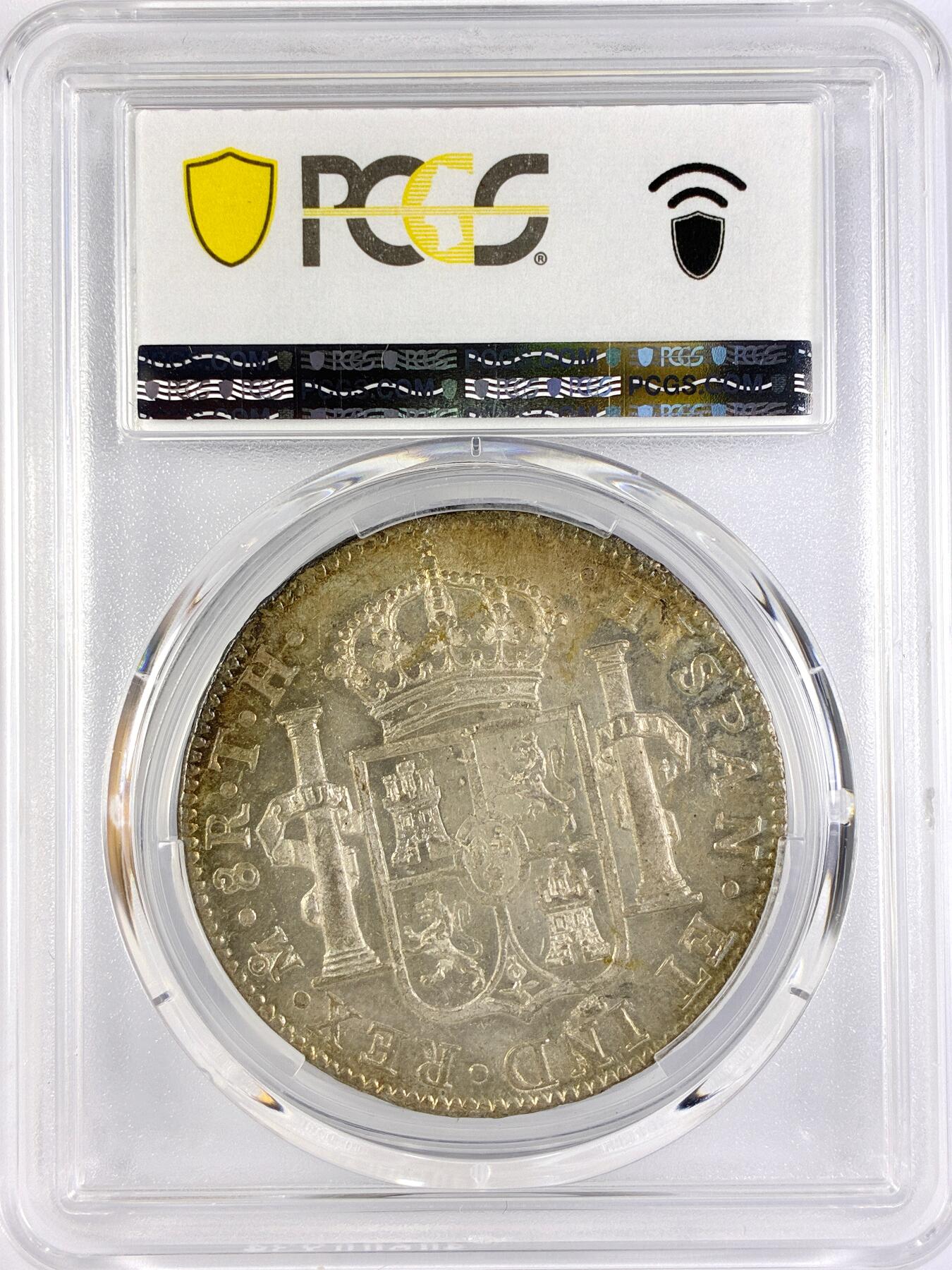 【雨安】【直播拍卖】【世界币章117期-评级币】2025-11-29 周六 19:30 保真 [评级美洲] Spanish Mexico 西属墨西哥 8里亚尔 卡洛斯四世 双柱 1808年  PCGS-MS63