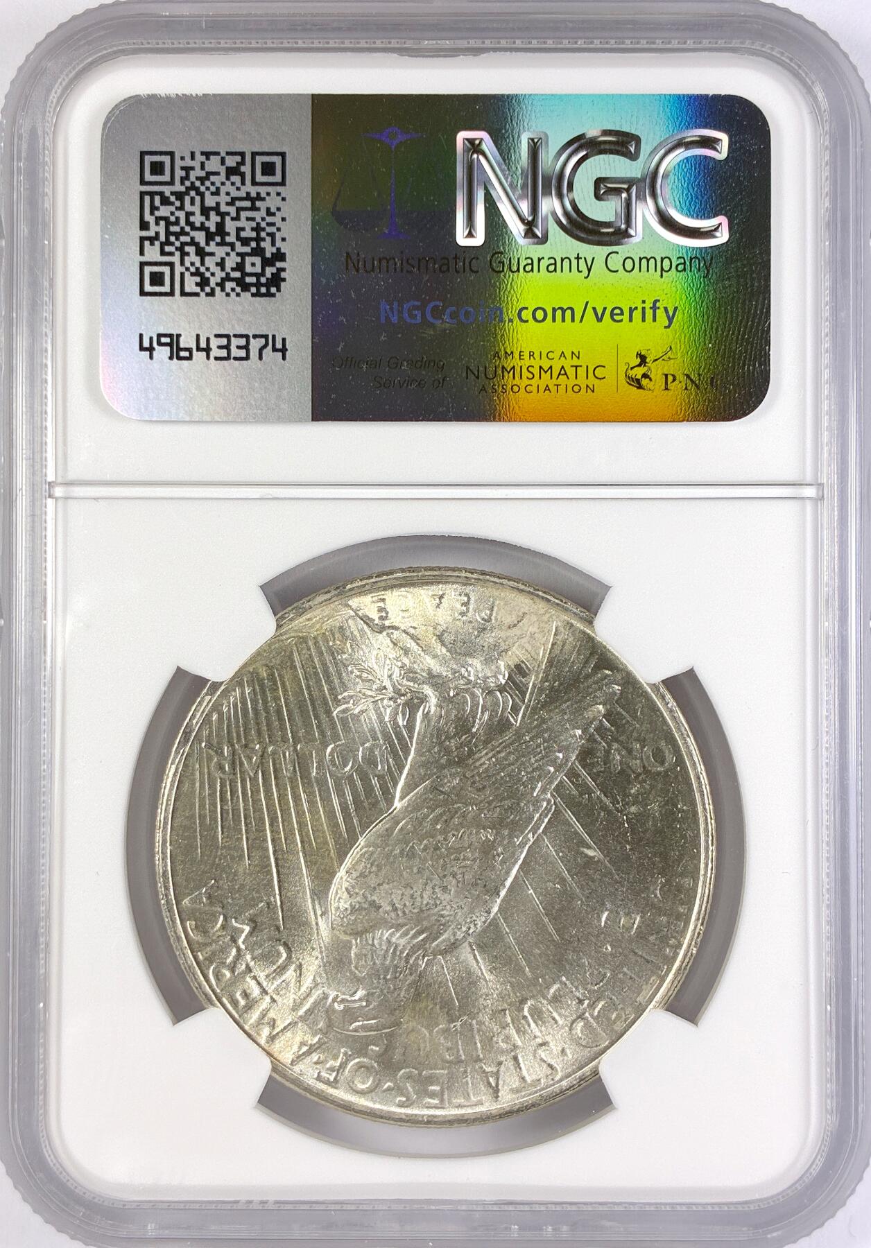 【雨安】【直播拍卖】【世界币章117期-评级币】2025-11-29 周六 19:30 保真 [评级美洲] USA 美国 1美元 和平鸽 1922年  NGC-MS61