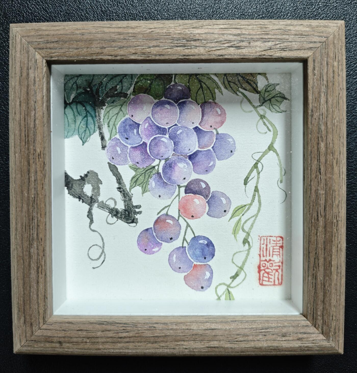 天玑星卡拍第144期《12.1周一截拍》持续收拍收评中 满赠卡需备注 【手绘画】高旭升 葡萄 手绘画 带框