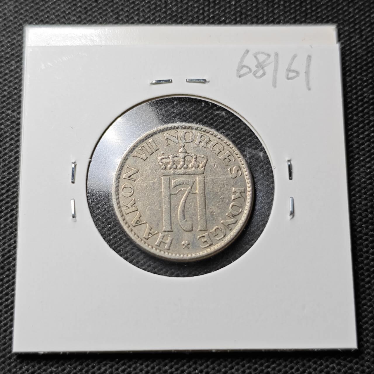 KK钱币收藏小铺  第368场  2月预留时间 周末发货  1955挪威50欧尔