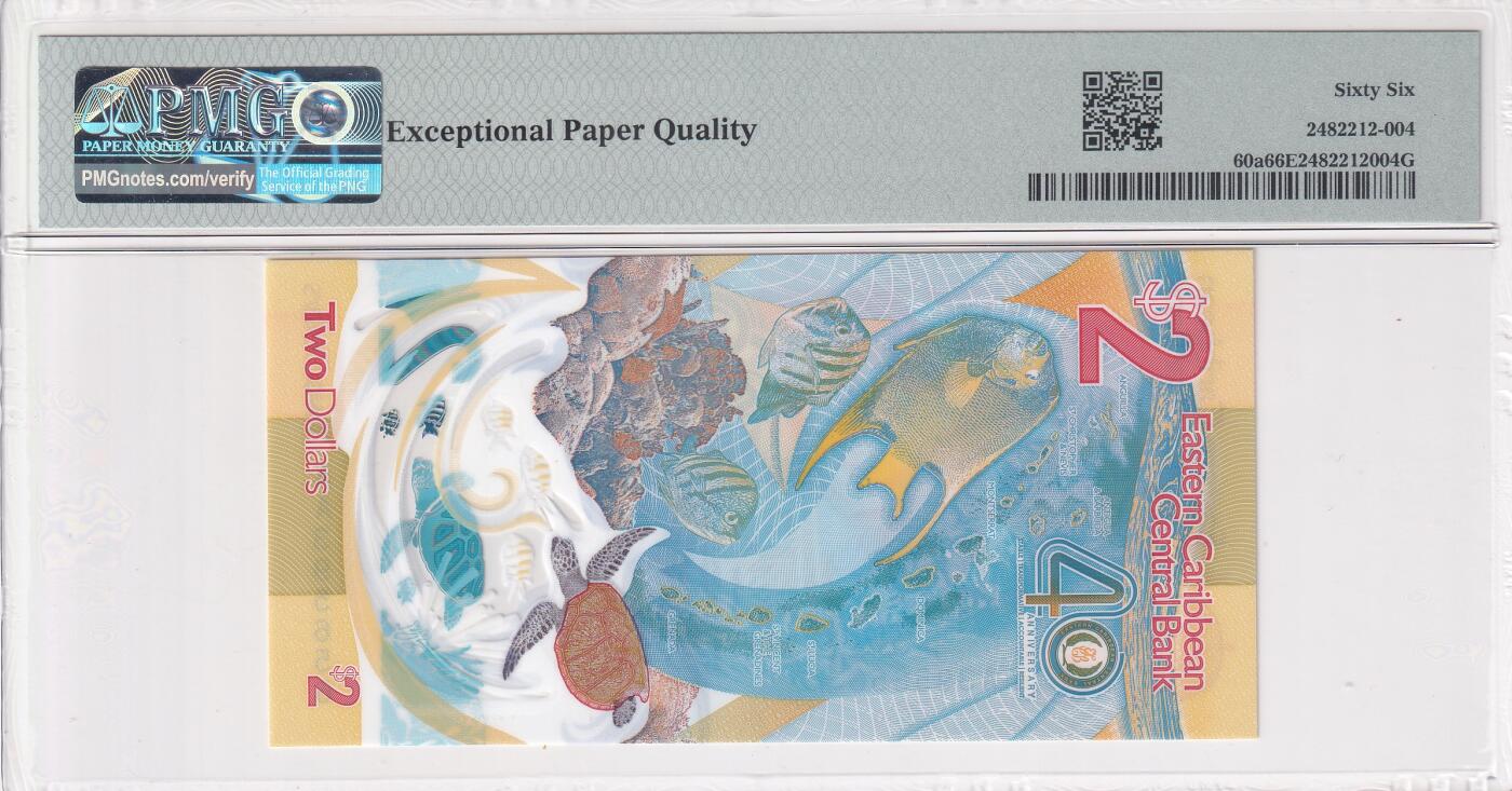 【礼羽收藏】🌏世界钱币拍卖第114期 【PMG66】【AA首冠】美洲 东加勒比 2023年 中央银行成立40周年 纪念钞