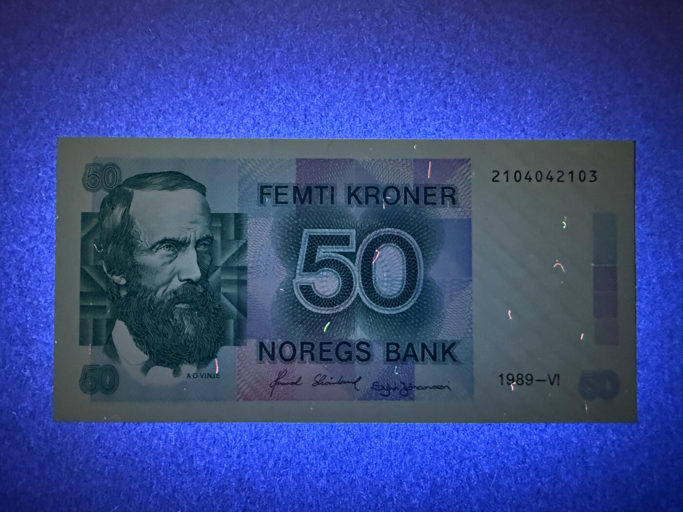 《艾美收藏》第222期-11.30周日外币畅拍 挪威50克朗 UNC 1989年 挪威诗人文耶
