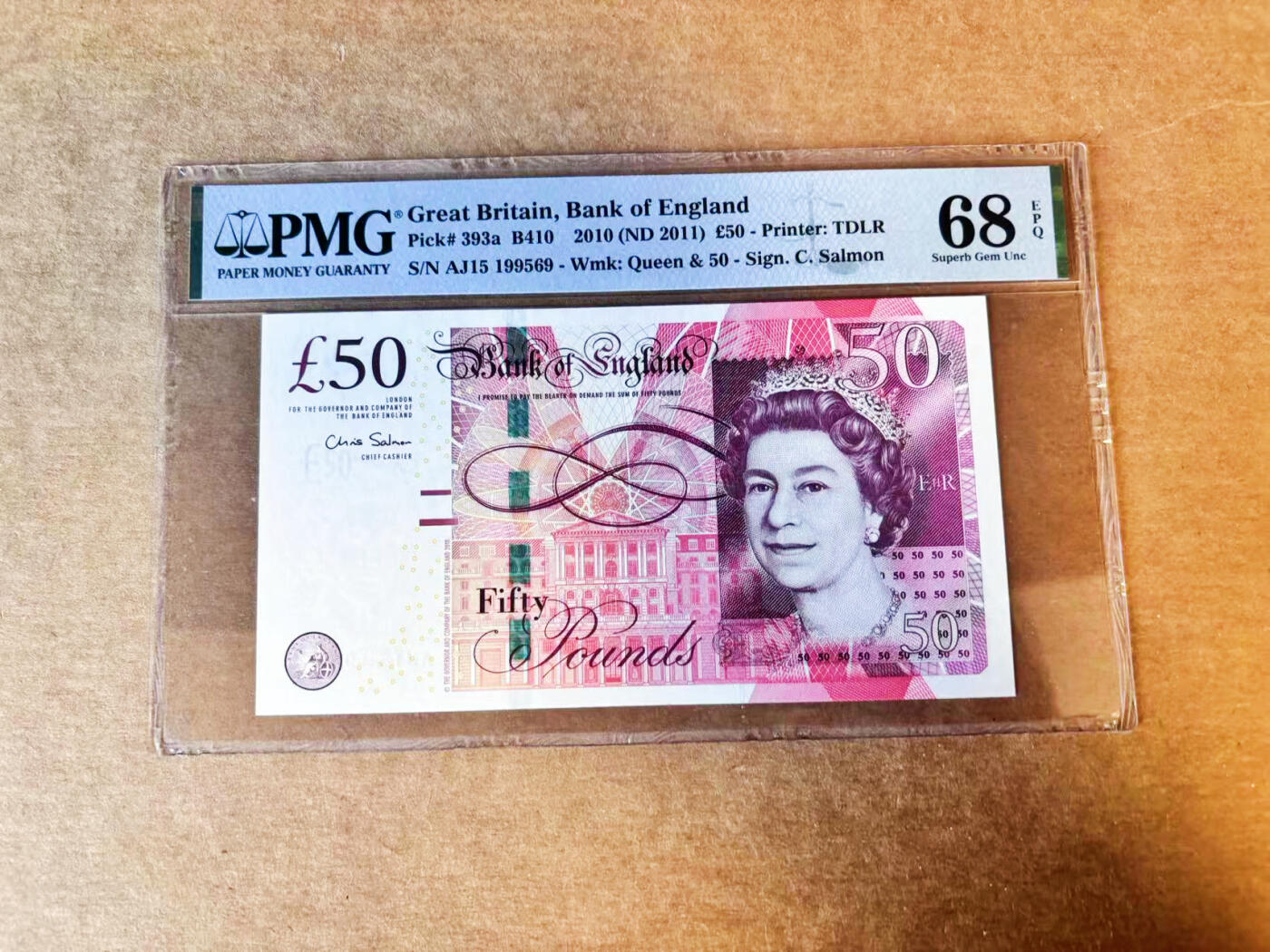 【Blue Auction】世界纸币精拍第756期——18级TOP拍卖/信誉/品质/专业/高效💫 【无47】英国 2010年50镑  PMG68EPQ 高分