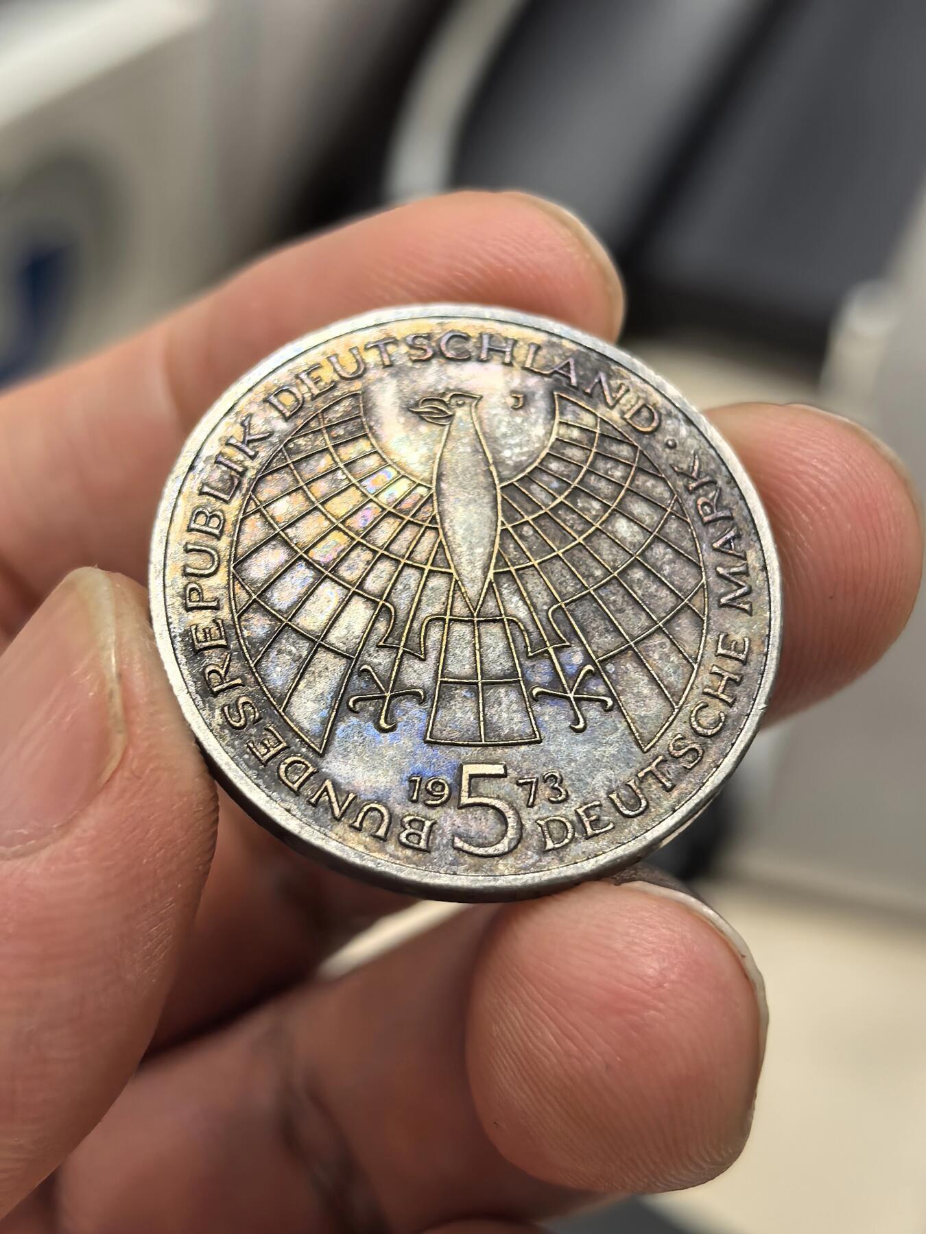 博洋堂世界钱币拍卖第149期（全场包邮） 德意志民主共和国1973年哥白尼5马克纪念银币，双面酱五彩包浆，细节拉满，“天地玄黄宇宙洪荒”