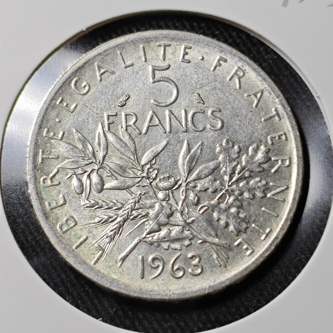 KK钱币收藏小铺 （套币 好品/批量散币 银币）专场  2月预留时间 周末发货  1963法国5法郎银币