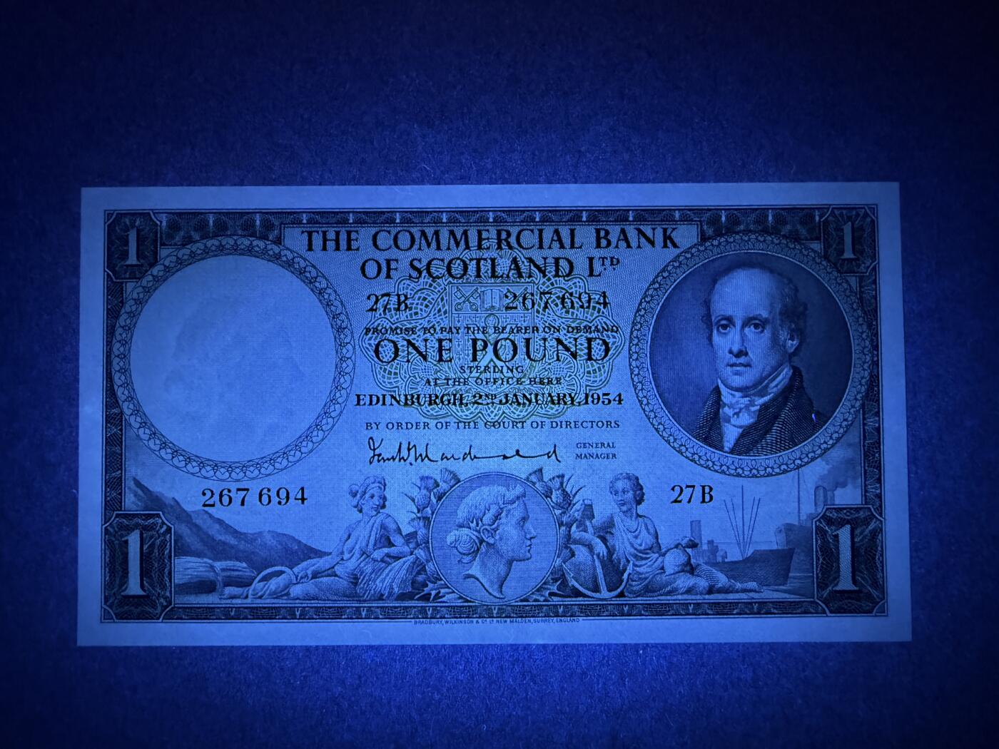 《艾美收藏》第222期-11.30周日外币畅拍 苏格兰1镑 UNC 商业银行 1954年早期版本
