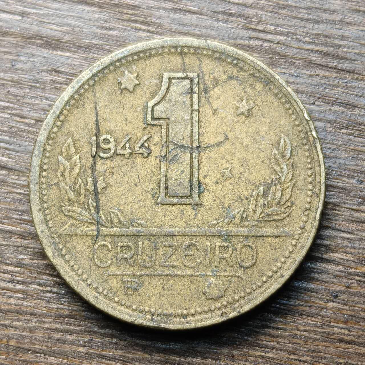 【铜匠收藏】★第133场★散币场，无佣金，30包邮。不满30元，支付5元运费。《接受代拍 代送NGC评级》 1944年 巴西 1克鲁塞罗 铜币