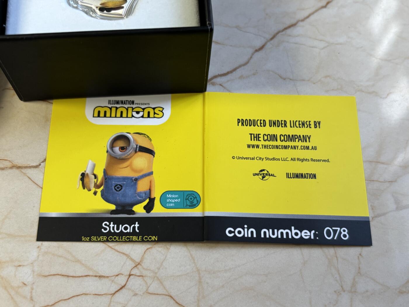 第183期拍卖 纽埃2021年小黄人卡通异形彩色纪念银币，1盎司，发行1000枚，999银