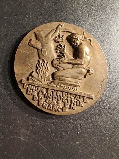 老王徽章第166期 - 法国电气公司大铜章    大师Dropsy作品     直径54mm.    重量71.9g