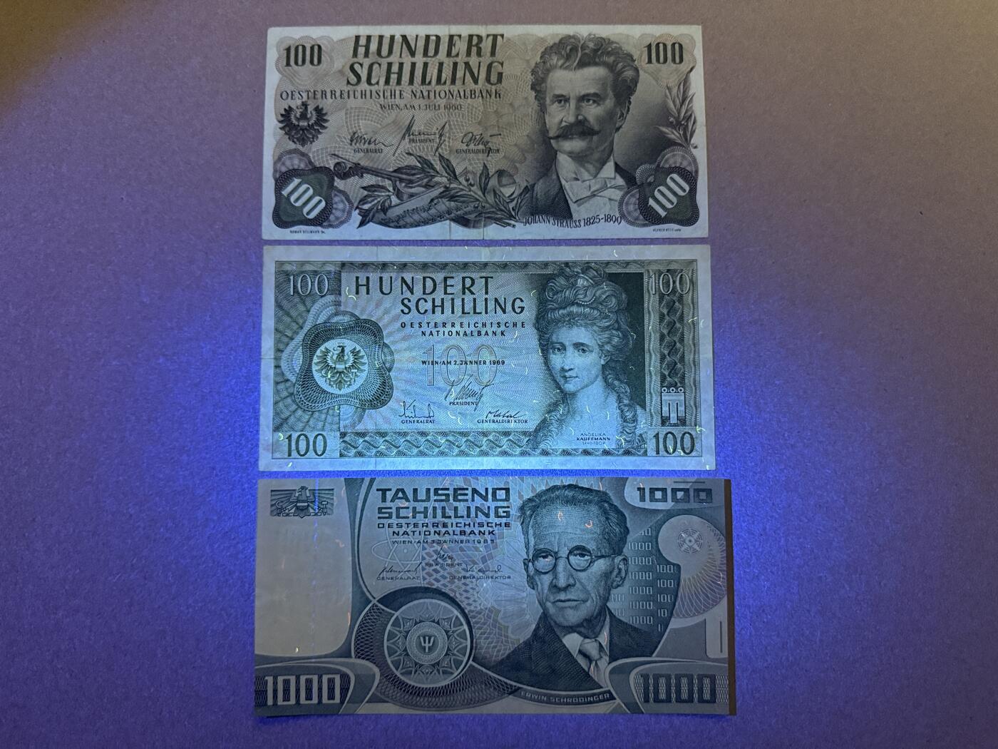 《艾美收藏》第222期-11.30周日外币畅拍 奥地利100、1000先令3张 不同年份版本 流通品相