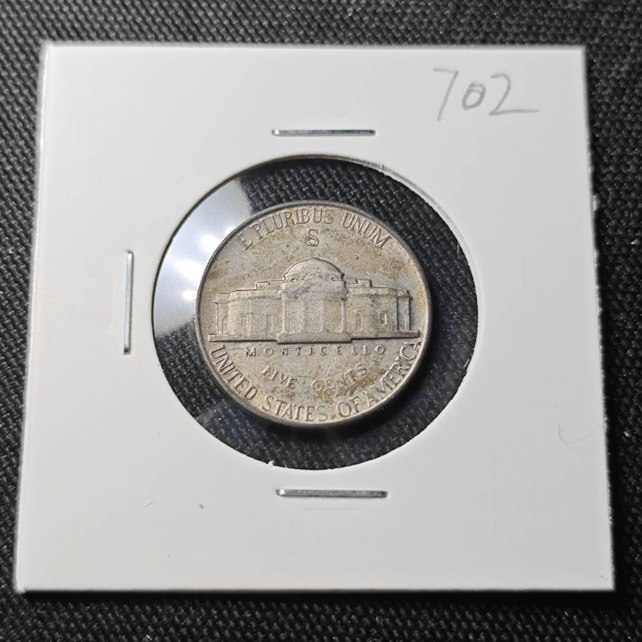 KK钱币收藏小铺 （套币 好品/批量散币 银币）专场  2月预留时间 周末发货 1945 美国5分银币 S版 深打立体