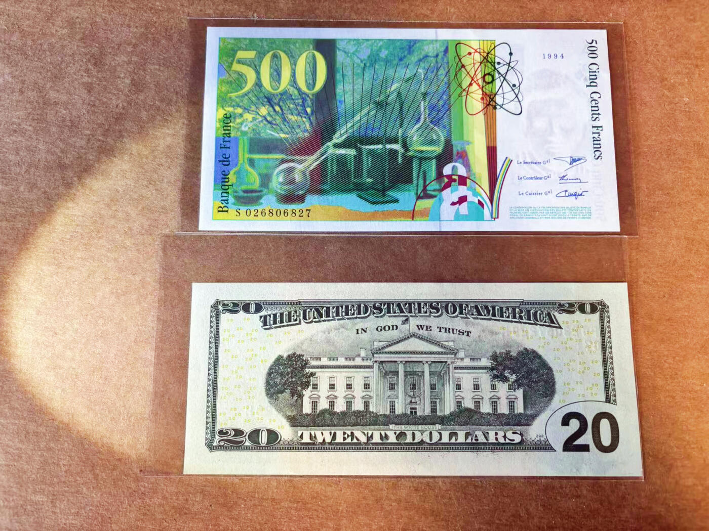 【Blue Auction】世界纸币精拍第756期——18级TOP拍卖/信誉/品质/专业/高效💫 【一组2张】美国 2017年20美金&法国 1994年500法郎 全新UNC