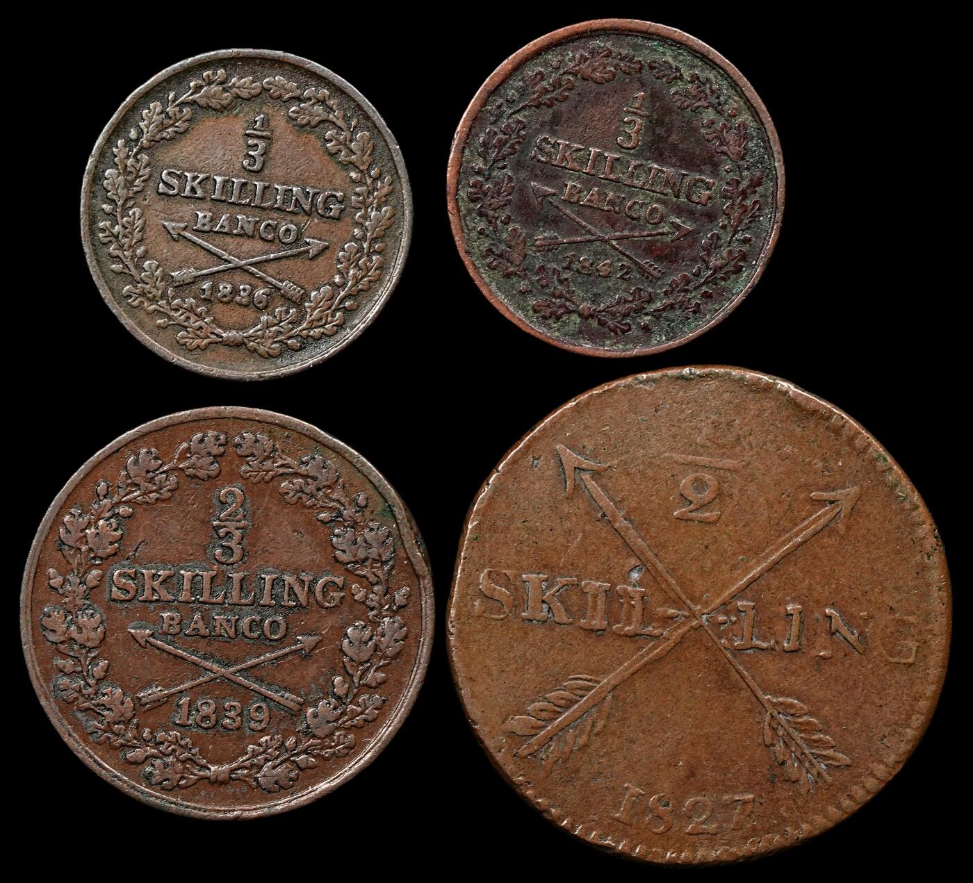 修遠堂世界钱币第九十五期 19世纪瑞典铜币4枚